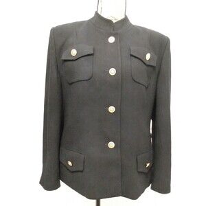 Herbert Grossman By Cynthia Sobel black Gold Pocket Short Tailored‎ Jacket Sz 14